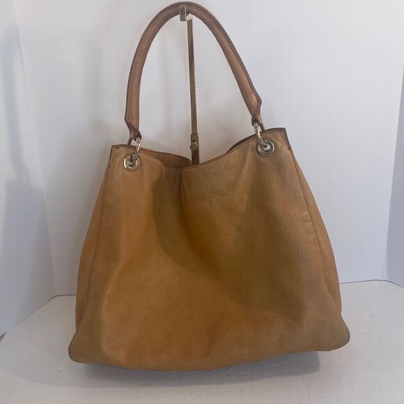 Mark & Graham Camel Color Leather Satchel Shoulder Bag w/Gold Tone Hardware - Picture 1 of 16